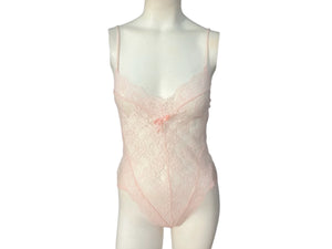 Vintage 70's pink lace teddy M