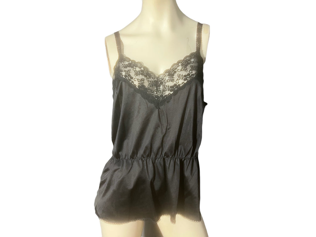 Vintage black camisole lingerie top L XL