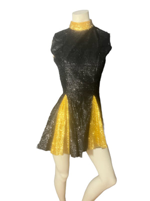 Vintage 60's black and gold mini costume S M