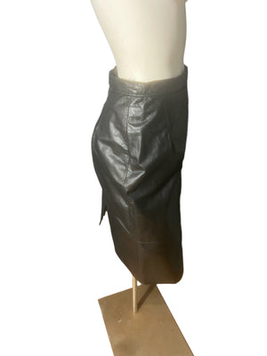 Vintage 80's black leather skirt M