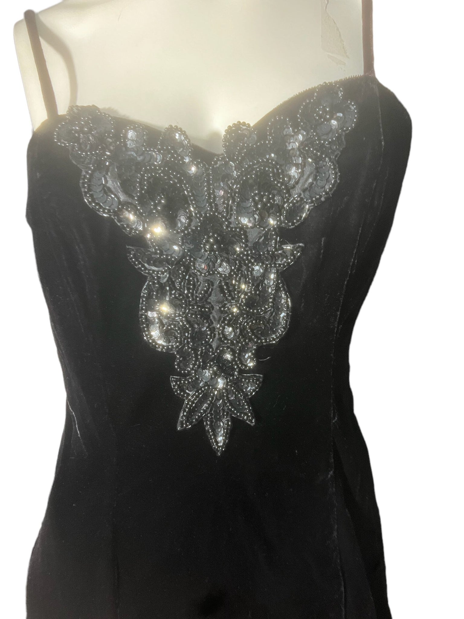 Vintage 80's Jump black velvet party dress 11/12 L