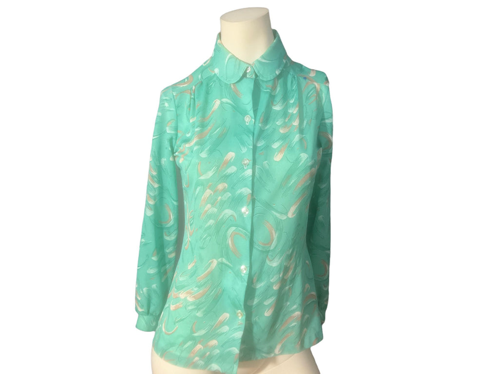 Vintage 70's green shirt Alfred Dunner M 12