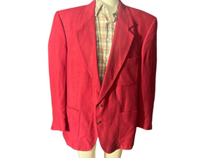 Vintage ultra suede red men's suit jacket 44