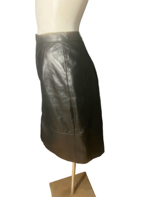 Vintage 80's black leather skirt M