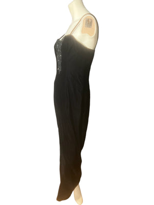 Vintage 80's Jump black velvet party dress 11/12 L