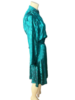 Vintage green 80's dress M 6 Caron