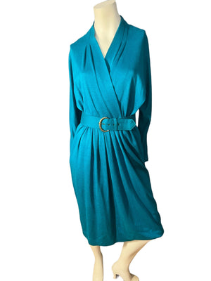 Vintage 80's The Artistry green dress L