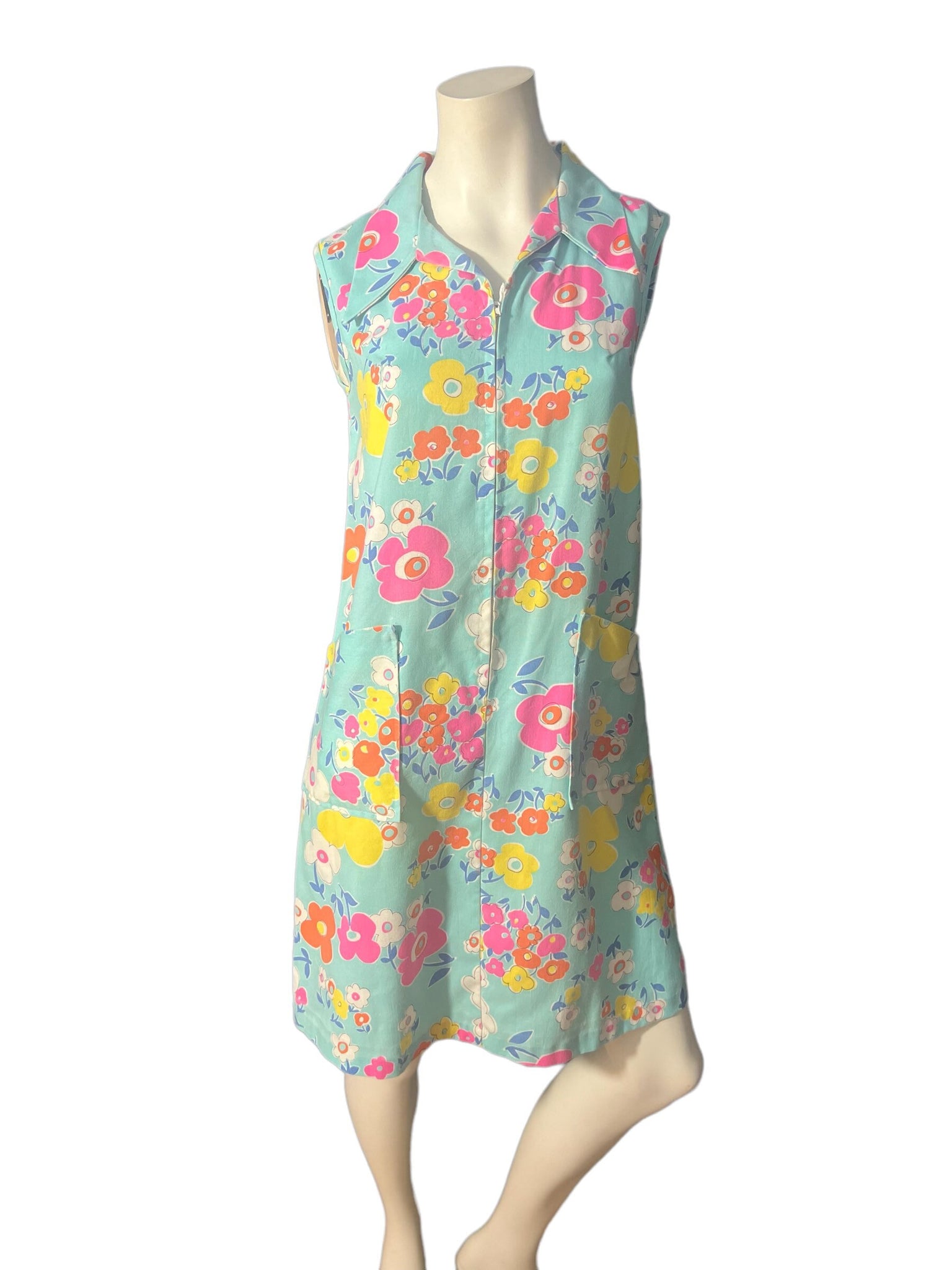 Vintage 60's mod flower house dress M