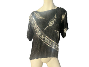 Vintage J.L.B 80's sequin & bead top shirt L