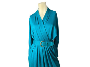 Vintage 80's The Artistry green dress L