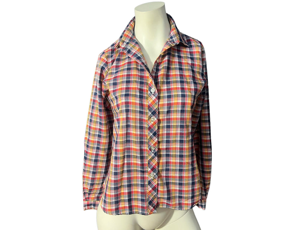 Vintage 70's plaid button up shirt S M