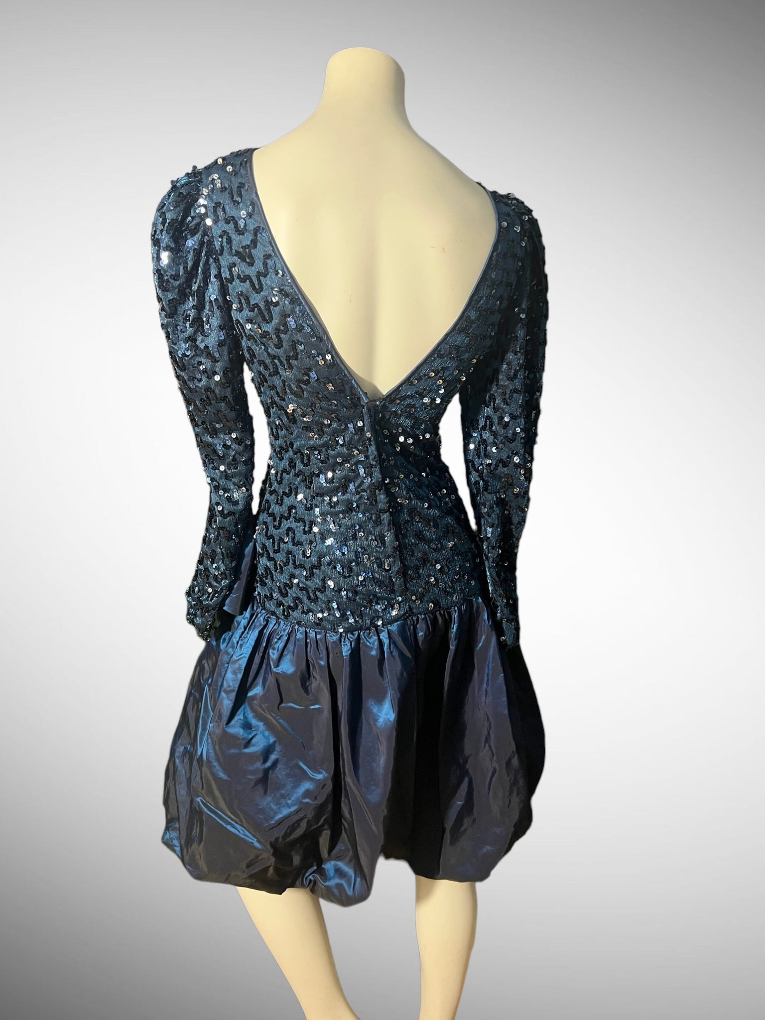 Vintage 80's sequin party dress drop waist S M