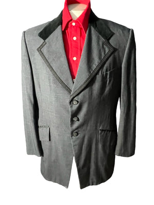 Vintage Rubenstein Bros. gray & black velvet tuxedo suit 43 L