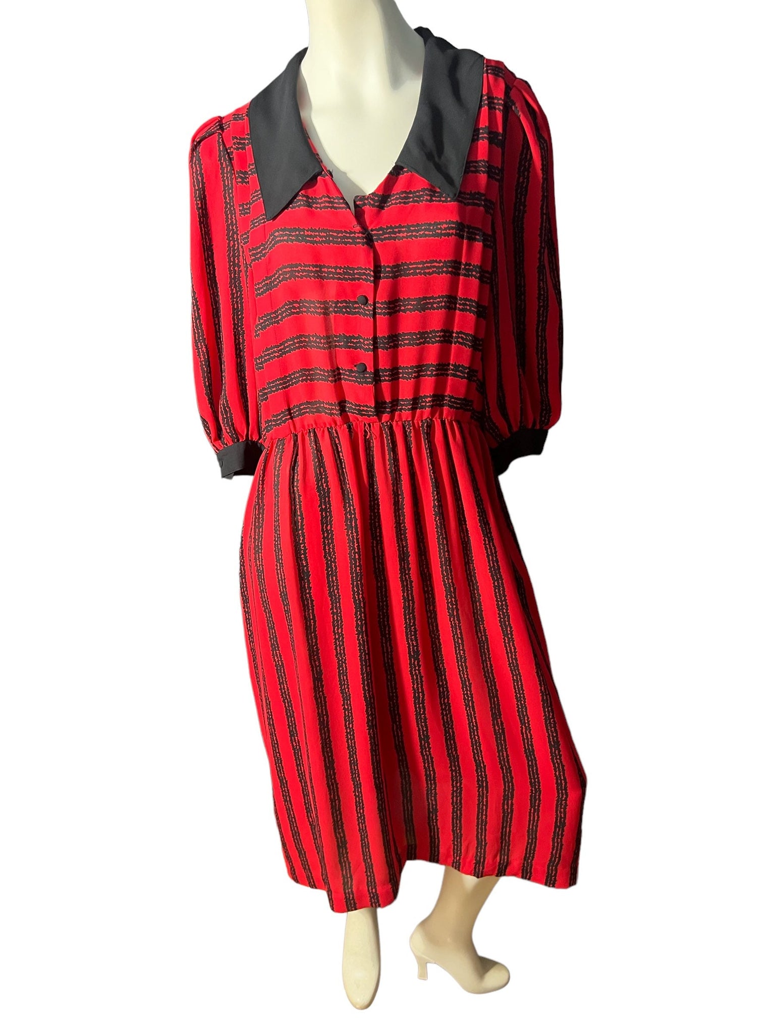 Vintage 80's red & black dress L 12 Melissa Lane