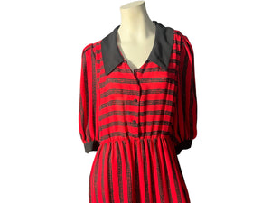 Vintage 80's red & black dress L 12 Melissa Lane