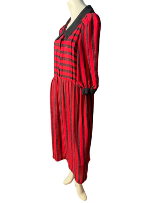 Vintage 80's red & black dress L 12 Melissa Lane