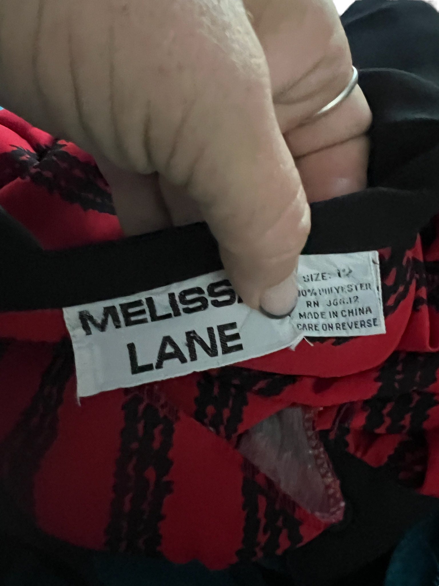 Vintage 80's red & black dress L 12 Melissa Lane