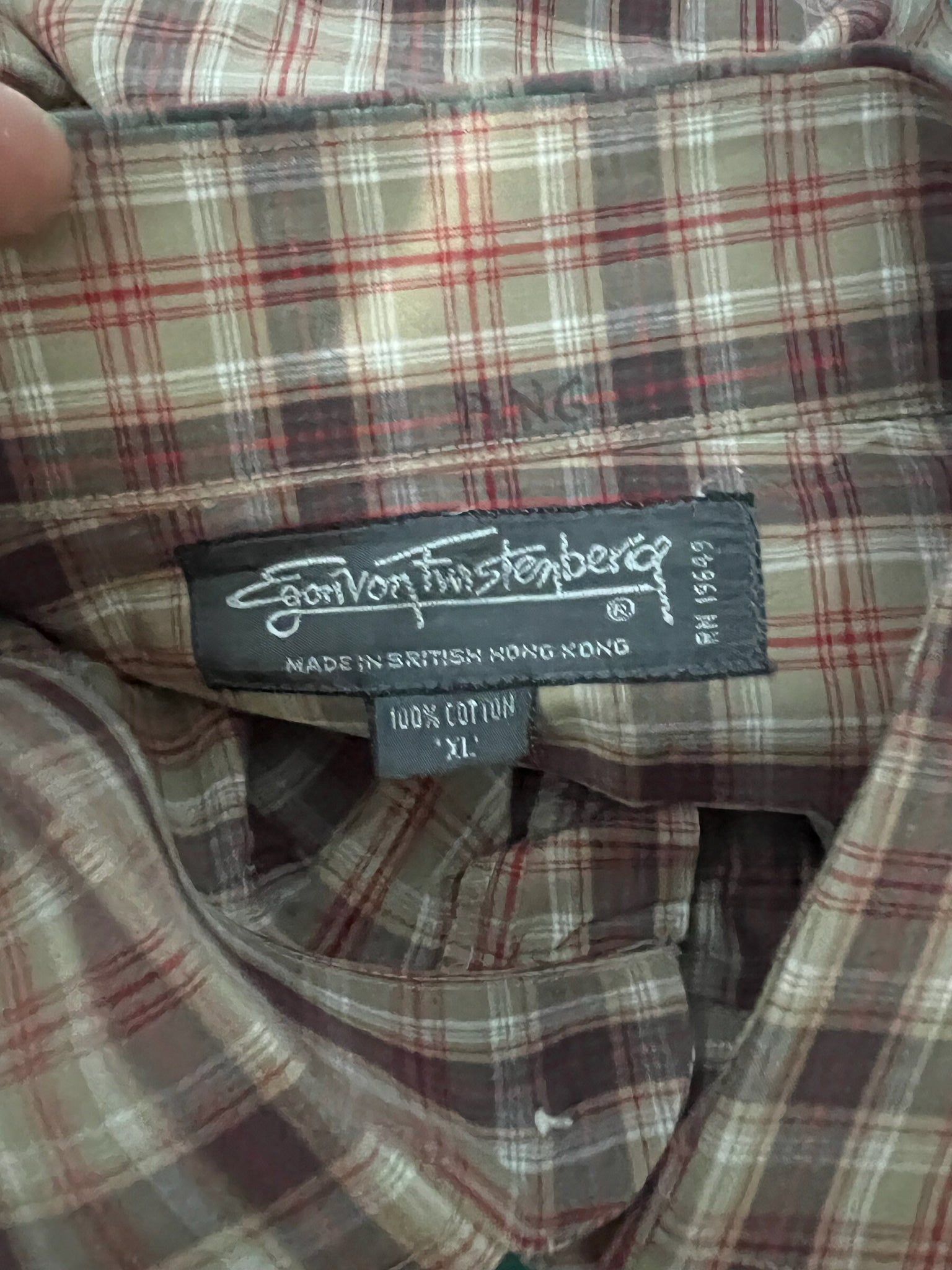 Vintage plaid Egon Von Furstenberg shirt XL