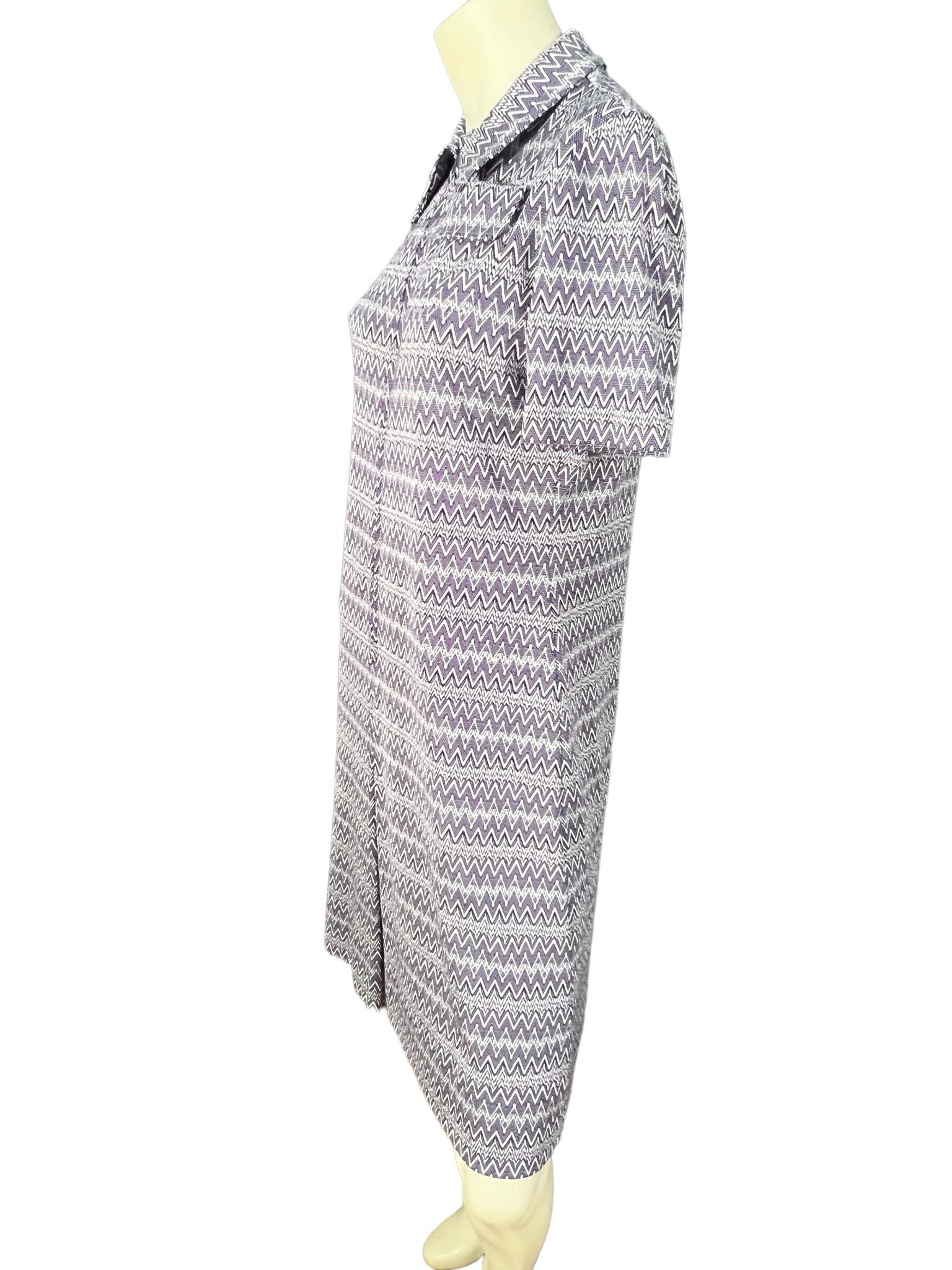 Vintage 70's zip front dress M purple