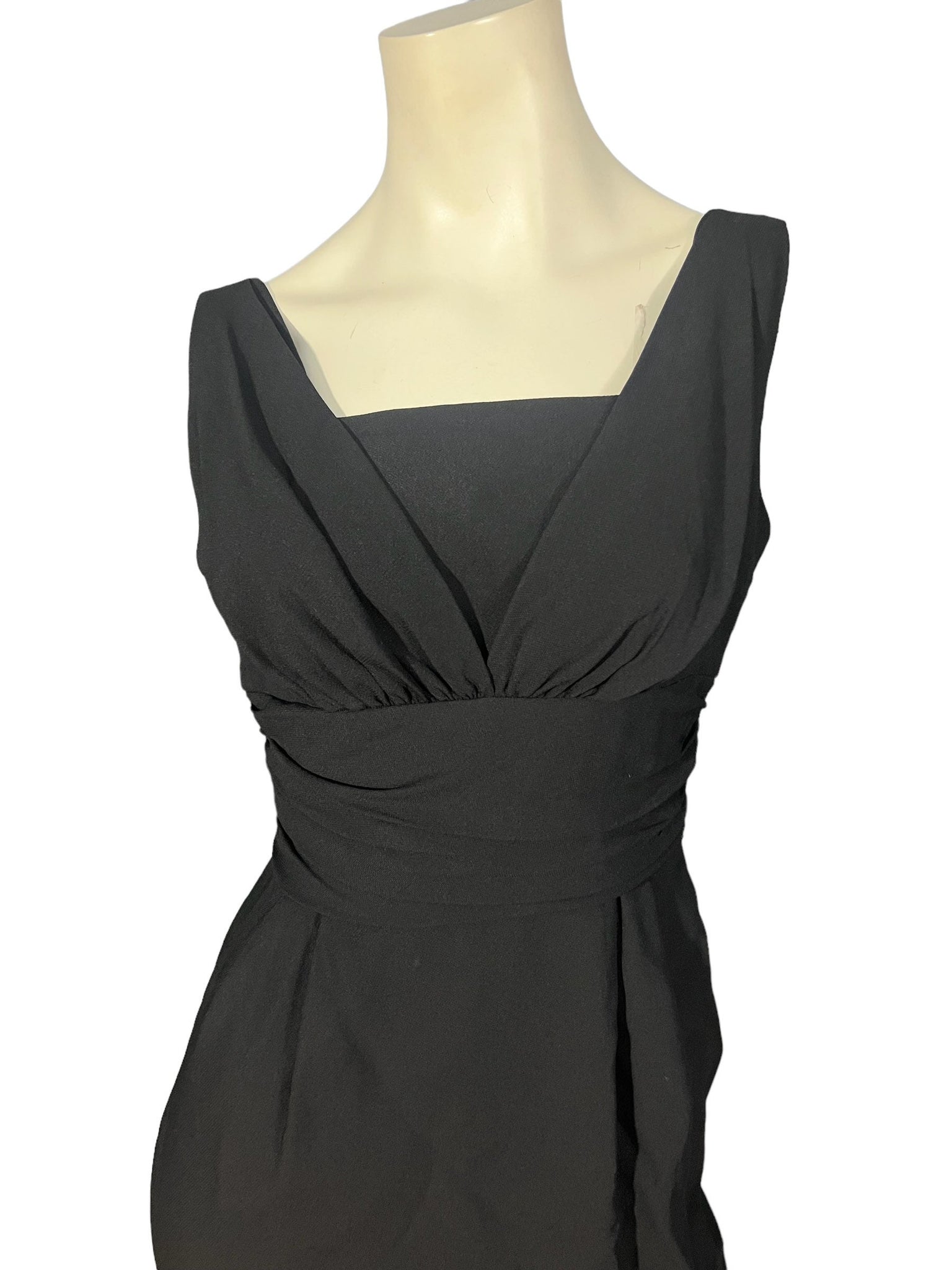 Vintage 60's black sheath fitted dress M