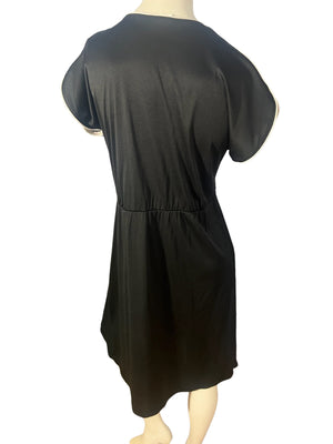 Vintage black 70's midi dress L