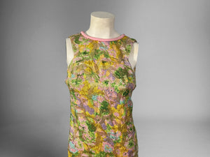 Vintage 60's gold floral maxi dress xs