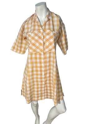 Vintage 80's cotton check shirt dress L