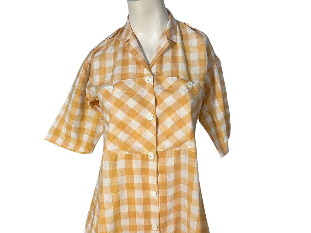 Vintage 80's cotton check shirt dress L