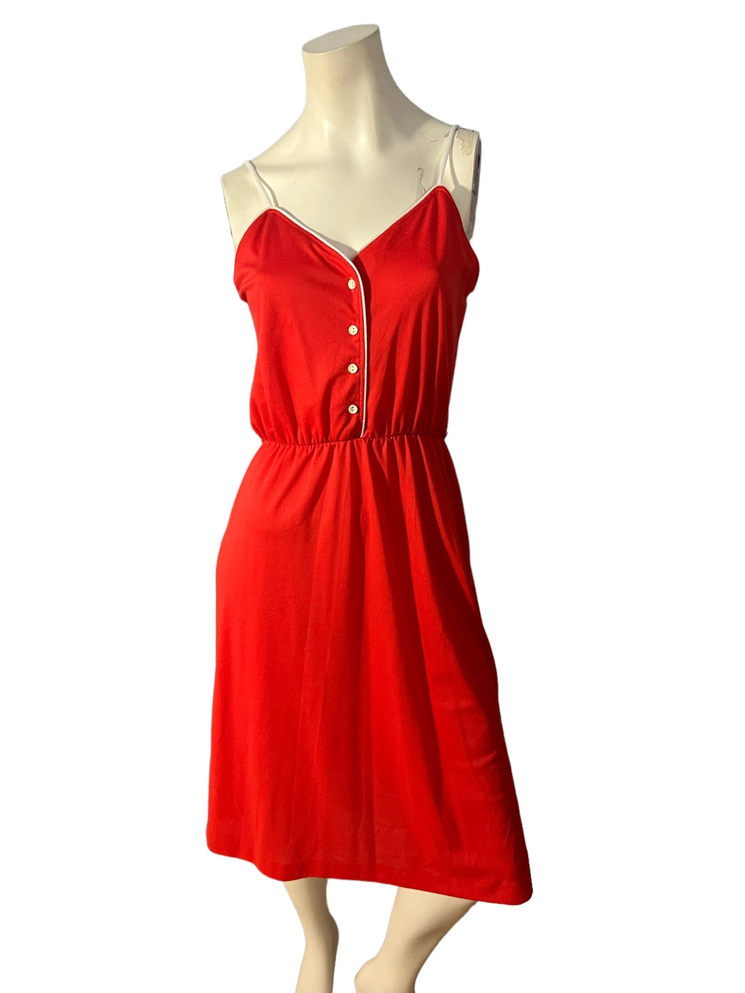 Vintage 70's red jersey sun dress Leisure Living M