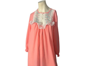 Vintage Keely Reed peach flannel nightgown L