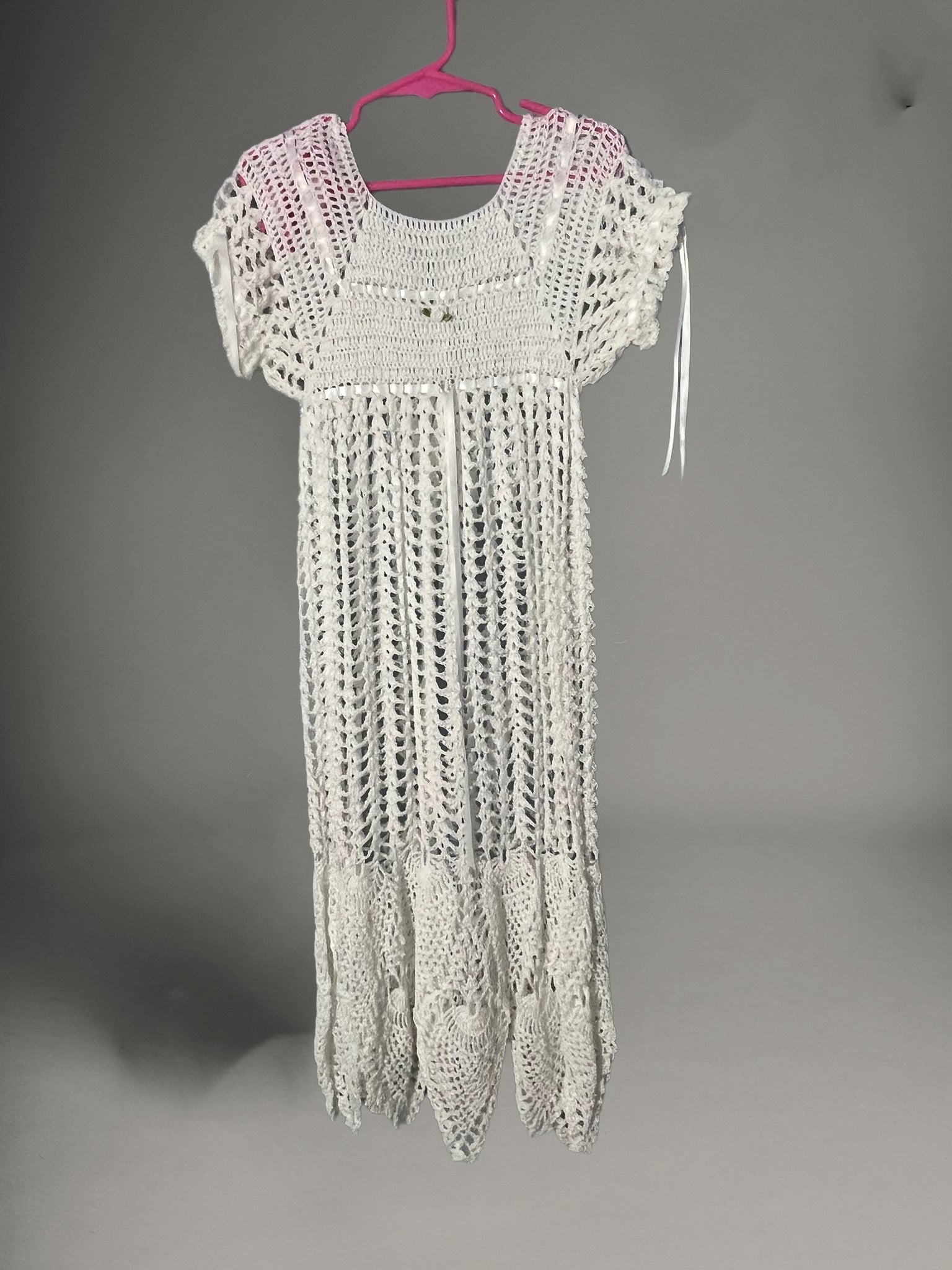 Vintage hand made crochet girls dress