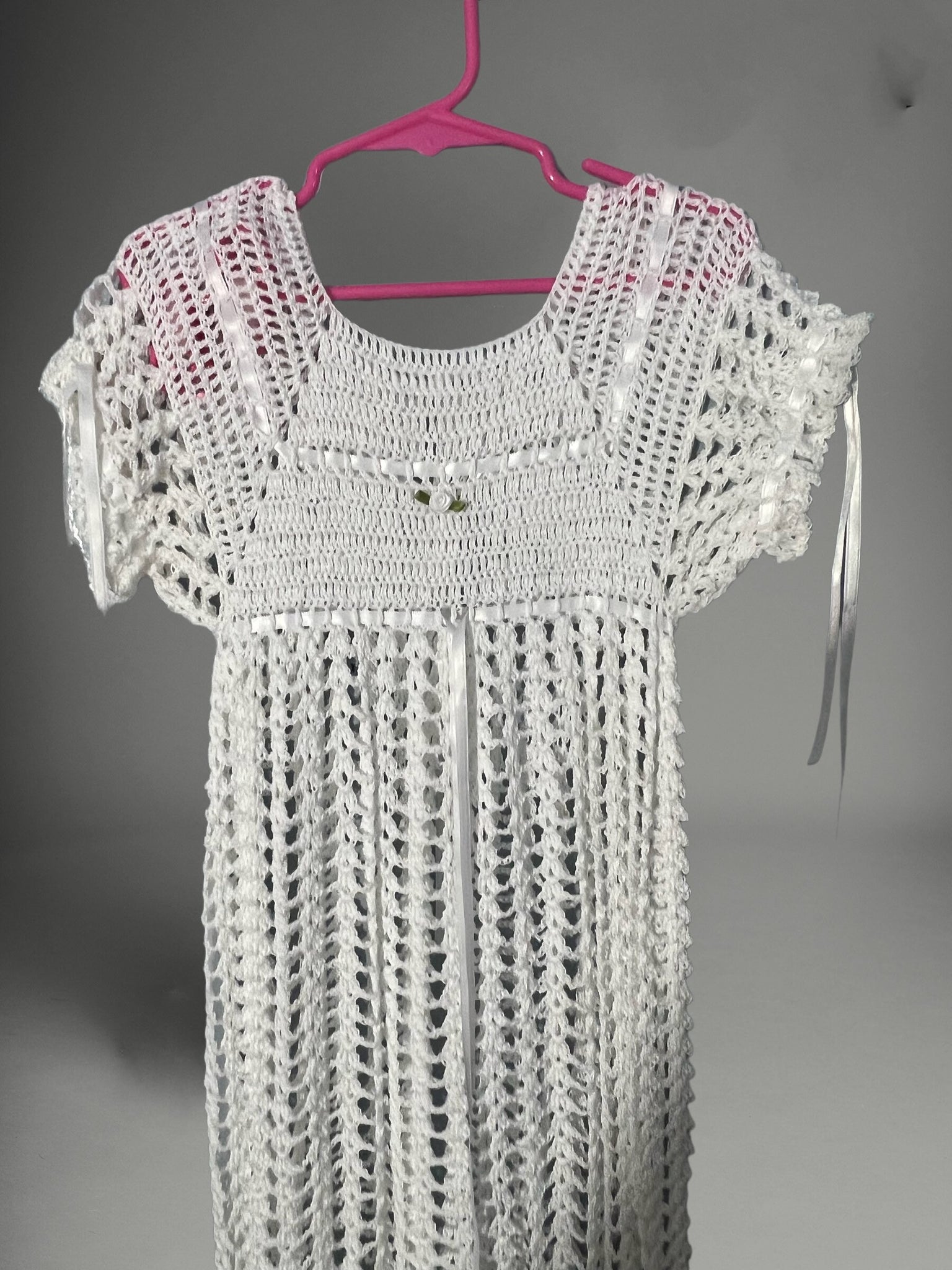 Vintage hand made crochet girls dress