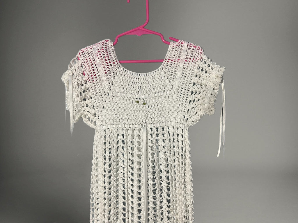 Vintage hand made crochet girls dress