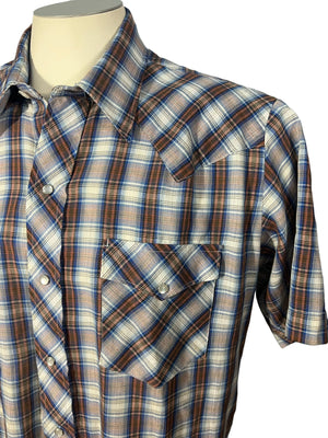 Vintage 70's western plaid shirt L