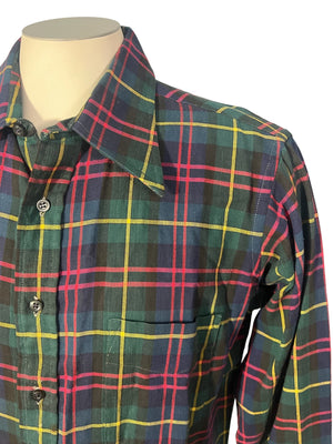 Vintage 70's plaid Top Drawer men's shirt L