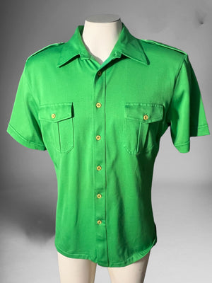 Vintage 70's green shirt Featherlock by Enro sz L