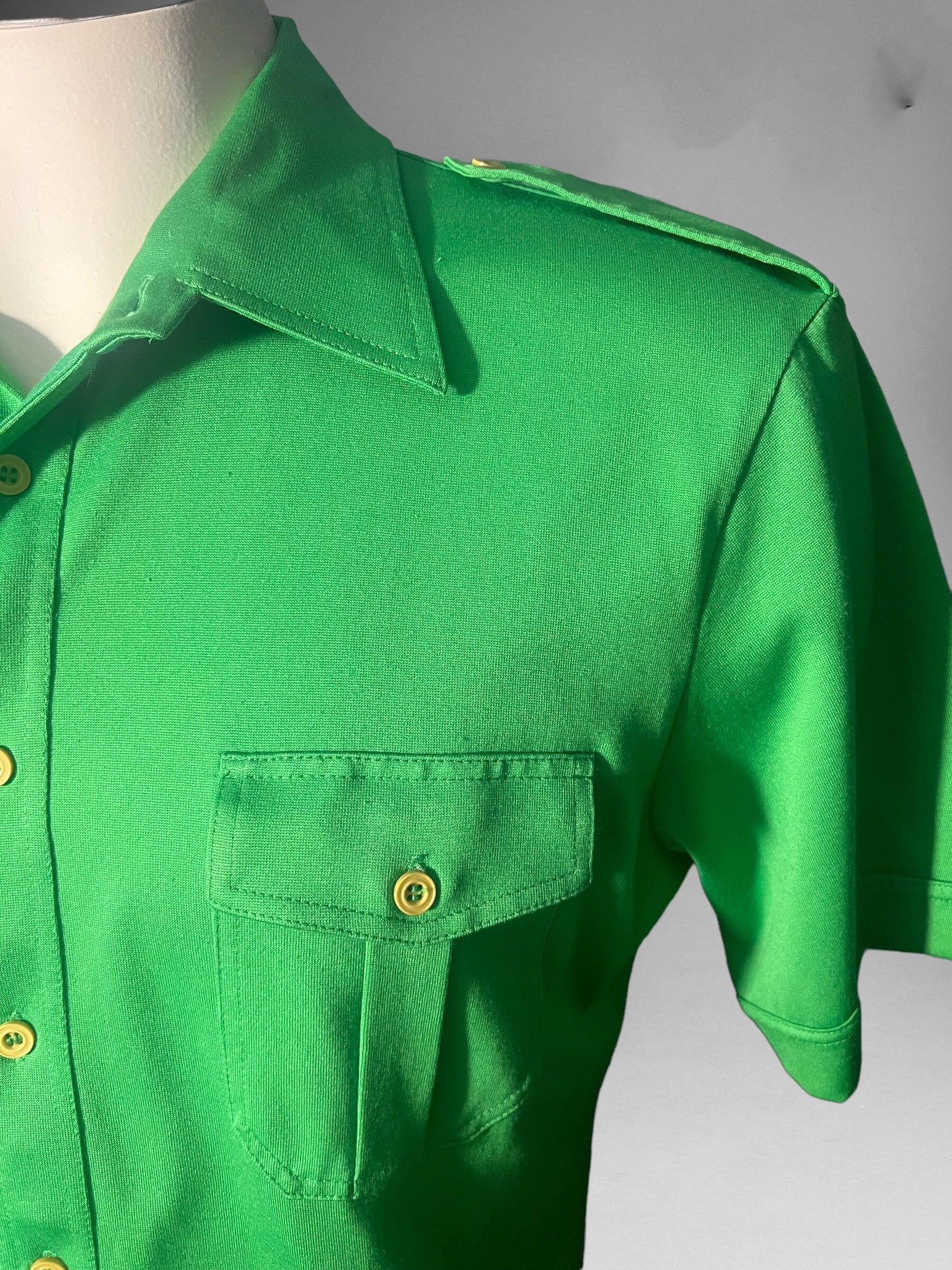 Vintage 70's green shirt Featherlock by Enro sz L