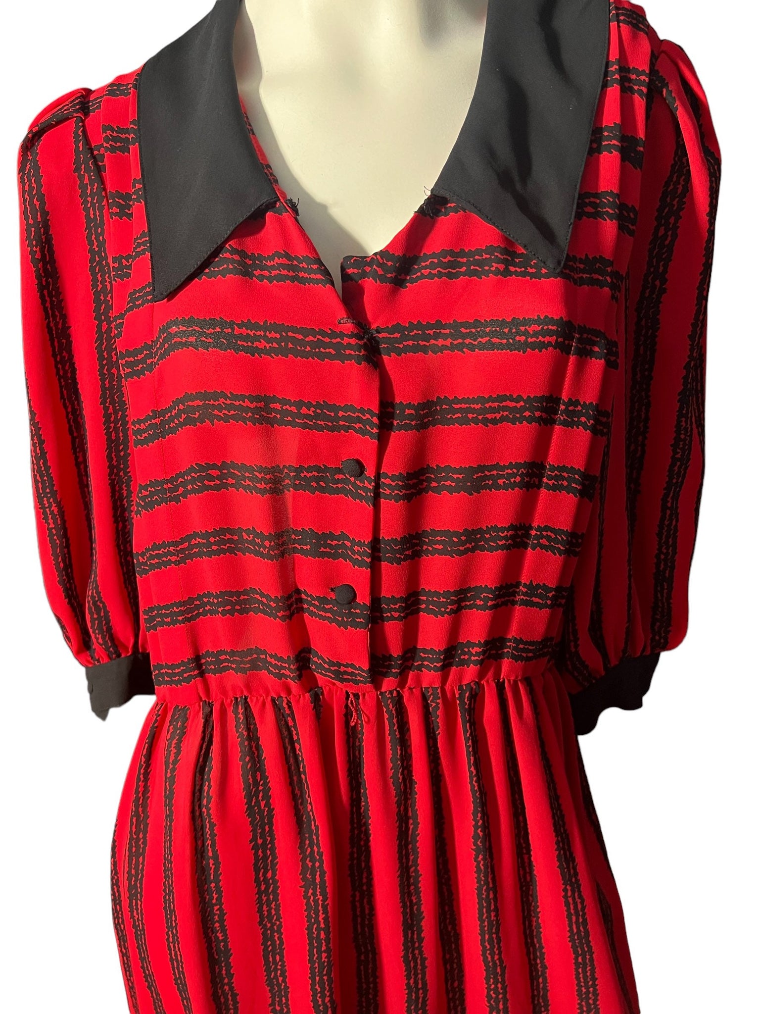 Vintage 80's red & black dress L 12 Melissa Lane