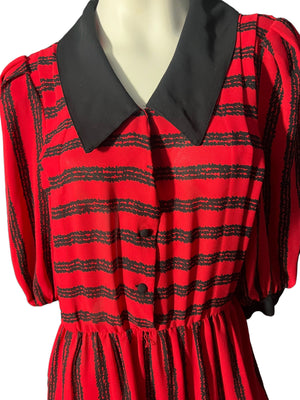 Vintage 80's red & black dress L 12 Melissa Lane