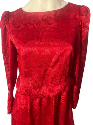 Vintage 80's Jody red floral dress 7/8