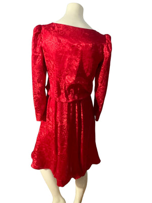 Vintage 80's Jody red floral dress 7/8