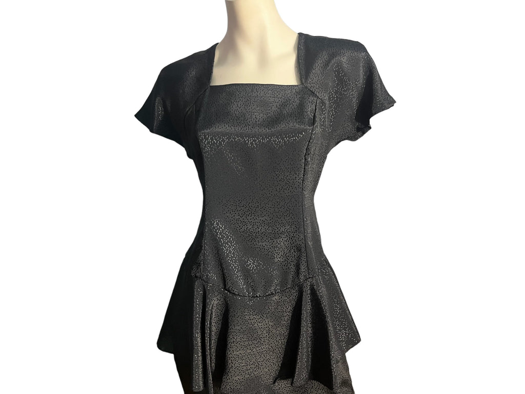 Vintage 80's peplum black dress Pellini M 7/8