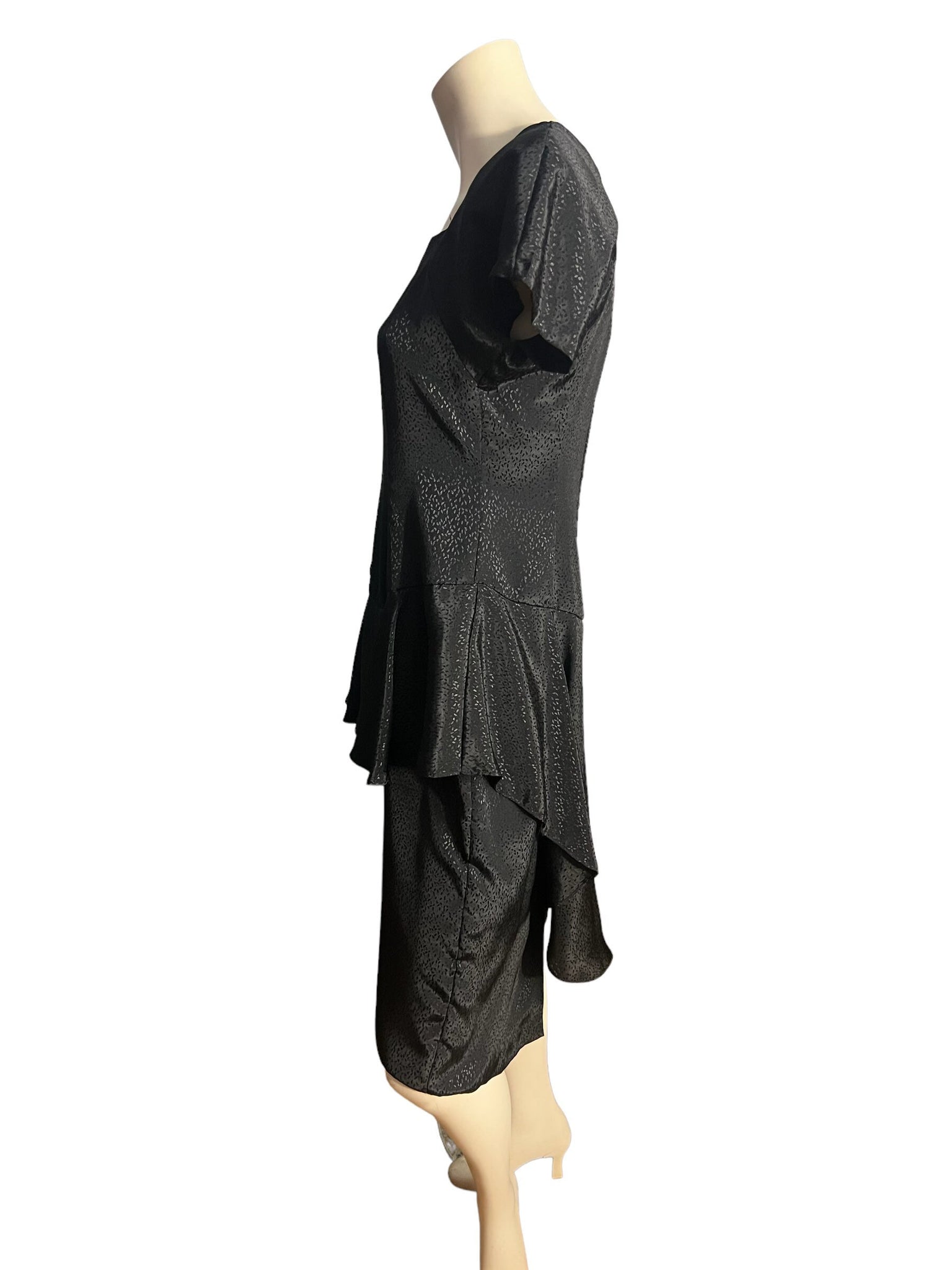 Vintage 80's peplum black dress Pellini M 7/8