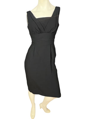 Vintage 60's black sheath fitted dress M