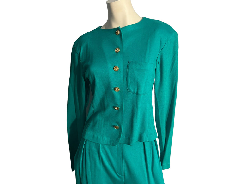 Vintage 80's Neiman Marcus green pant suit M