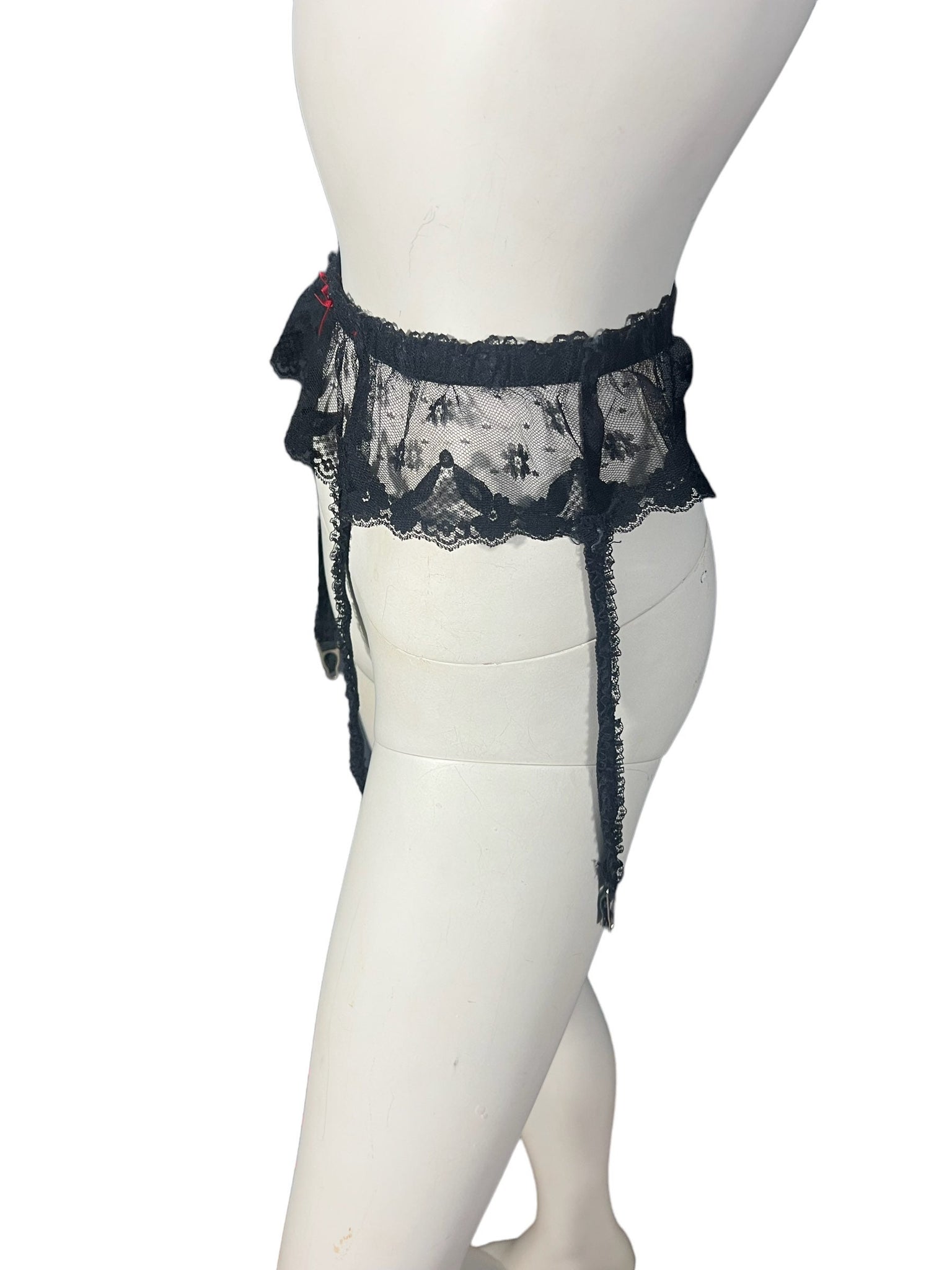 Vintage black lace garter belt one size