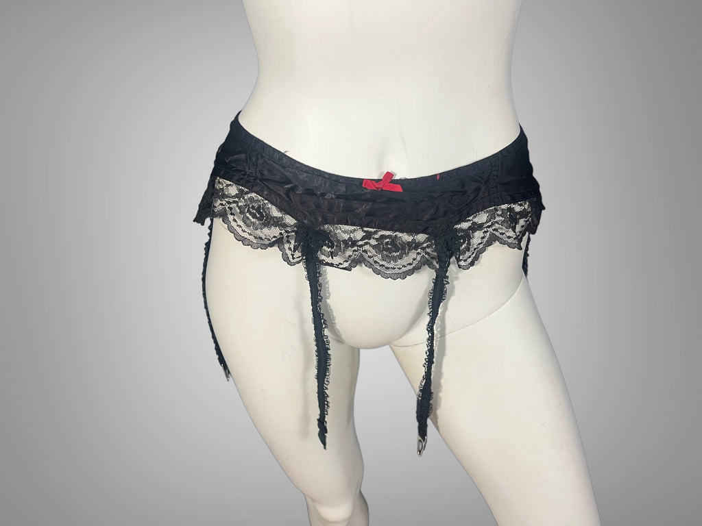 Vintage black garter belt one size