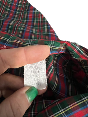 Vintage 70's red plaid maternity shirt 11/12