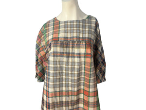 Vintage cotton plaid house dress L XL