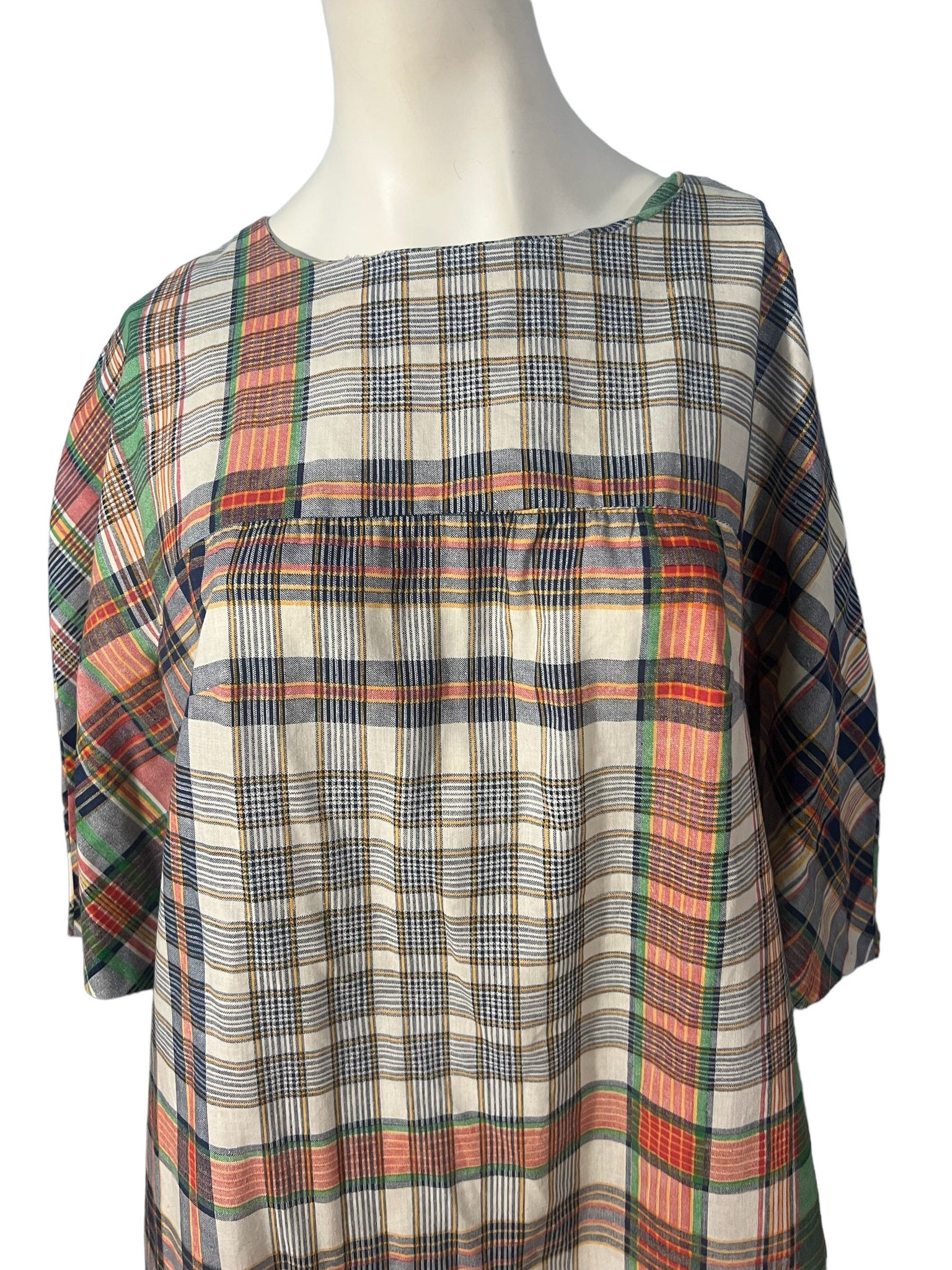 Vintage cotton plaid house dress L XL